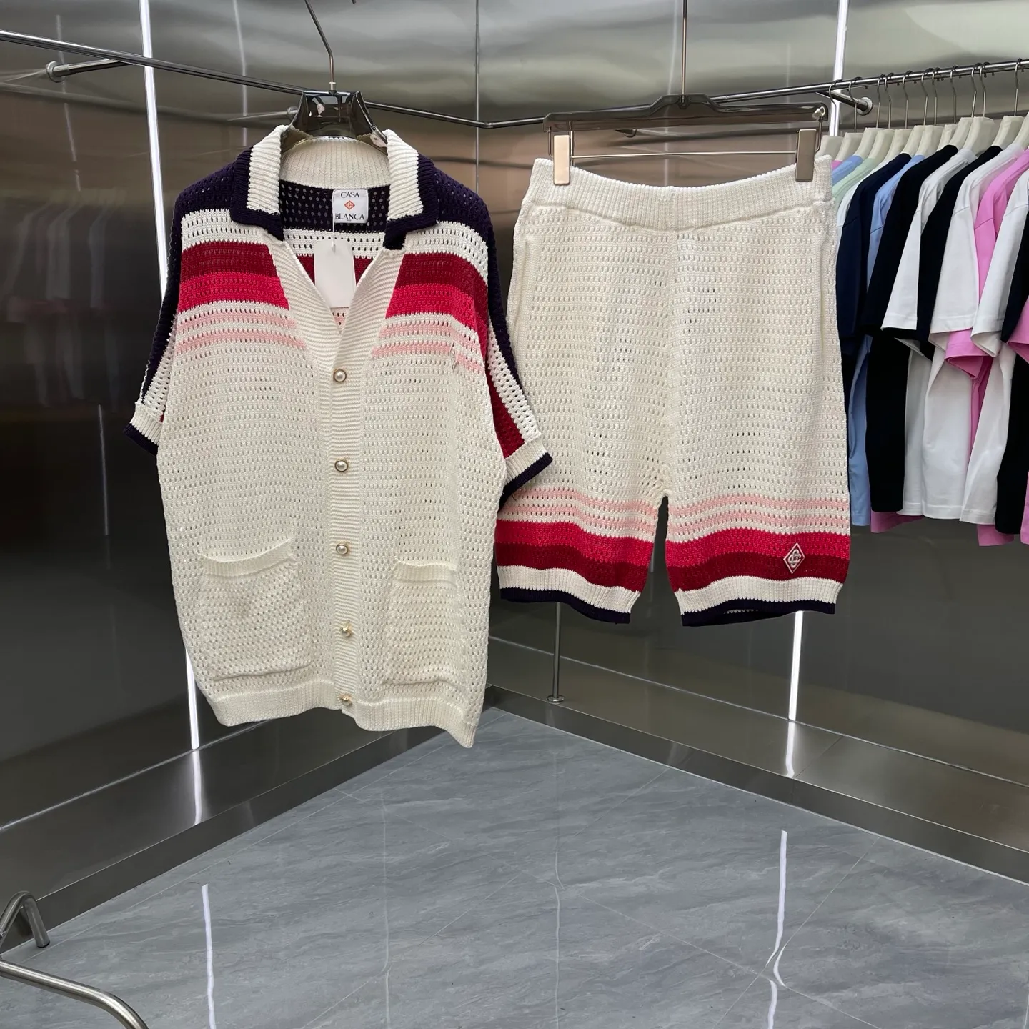 CASABLANCA Casablanca sweater suit Original development, comfortable upper body, imported equipment, original high-density embroidered seal, two-color splicing, hand-sewn cuffs + hem, OEM by domestic first-line brand Factory, impeccable workmanship Sizes: S M L XL